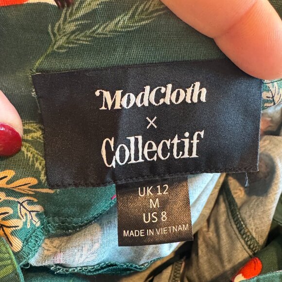 Modcloth x Collectif Whimsical Winter Forest Fox Overall Jumper Dress Skirt 8 M - Picture 6 of 6